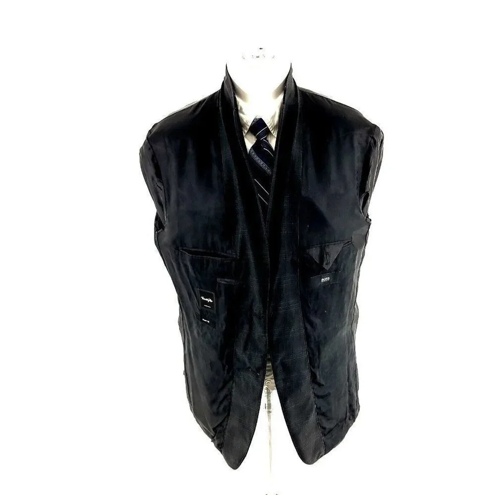 Hugo‎ Boss Marzotto Super 110s 2 Button Blazer 40S Gray Plaid Jackson Lenon2
